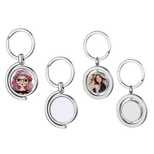 China Round Rotary Doule-Sided Sublimation Keychain DIY Photo Printing Key Chain By Sublimation factory