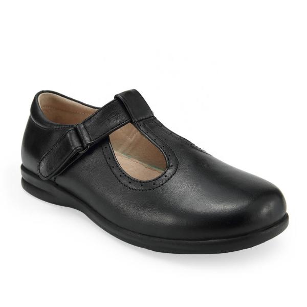 Velcro Design TPR Bottom Children'S Leather School Shoes Anti Slippery