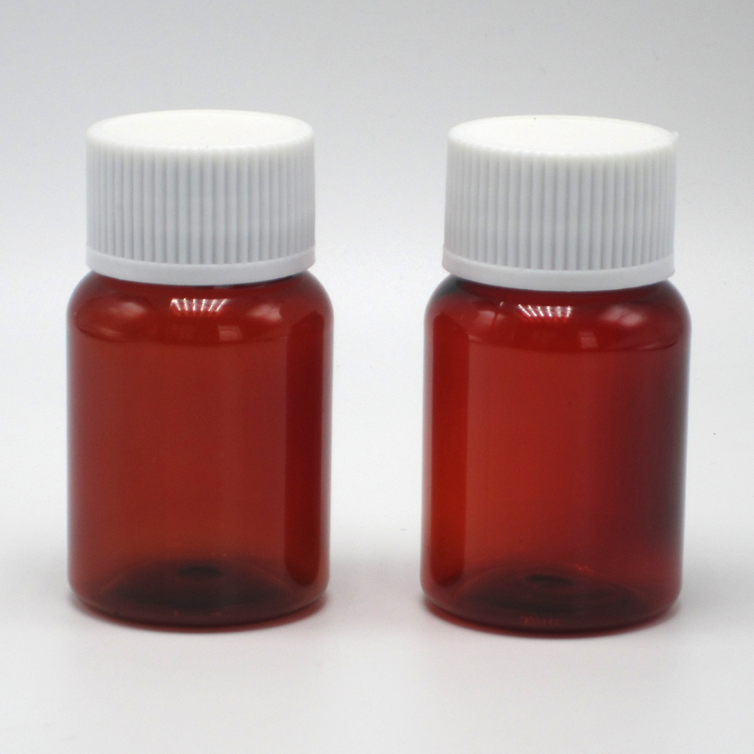40ml/1.3oz Amber PET Pill Capsule Fish Oil Bottle with Silver Aluminum Screw Cap