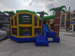 China Colourful Plato PVC Inflatable Bounce Castle Slide Combo factory