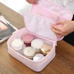 Portable L260mm Polyester Cosmetic Bag With Mirror