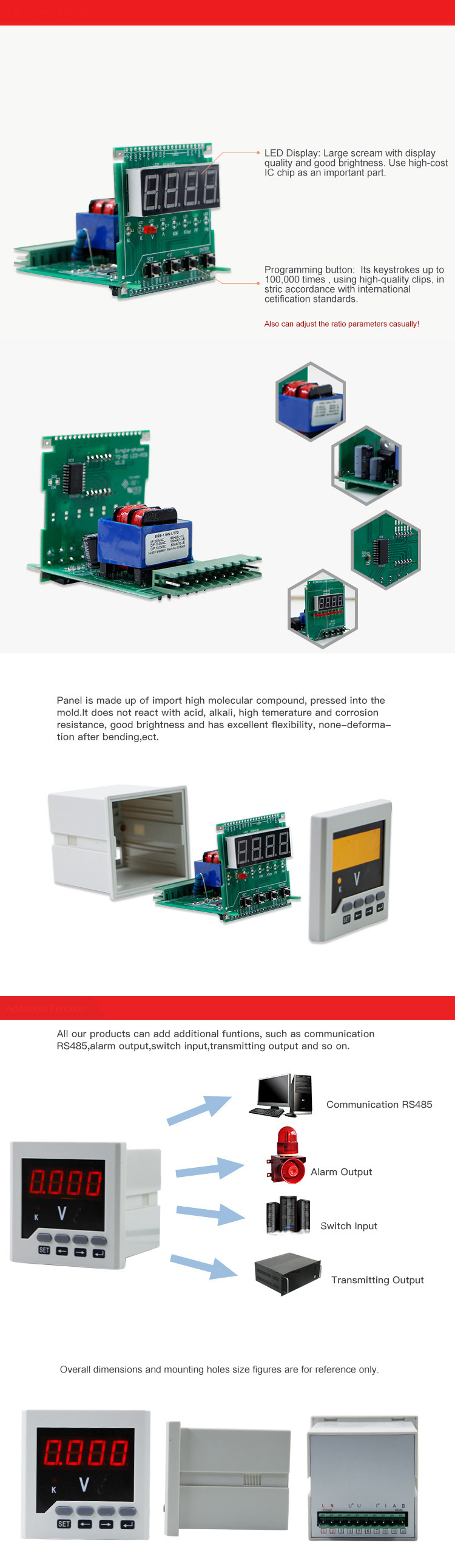 Easy to install 0-400v voltmeter volt amp watt meter digital voltage meter best price