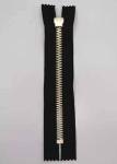 Gold Color Teeth Metal Zips For Bags / Heavy Duty Metal Zippers