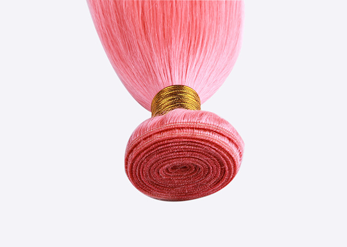 Customized Pink Virgin Human Long Hair Extensions 30 Inches Shedding Free