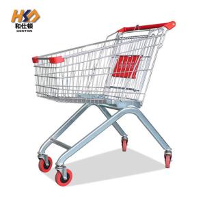 China Supermarket Metal Wire Shopping Trolley Cart With Plastic Cover factory