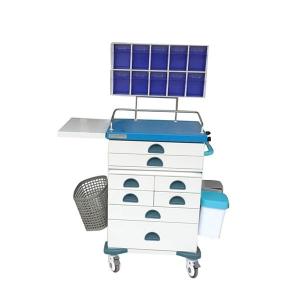 China Hospital 1080mm Medical Anesthesia Cart With Storage Box Blue factory