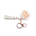 Leather Covered Elegant Personalised Sewing Tape Measure With Tassel Keychain