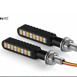 China Red Amber 2PCS Flowing LED Motorcycle Turn Signal Strobe Brake Tail Lights Aluminum Alloy 12V Super Bright factory