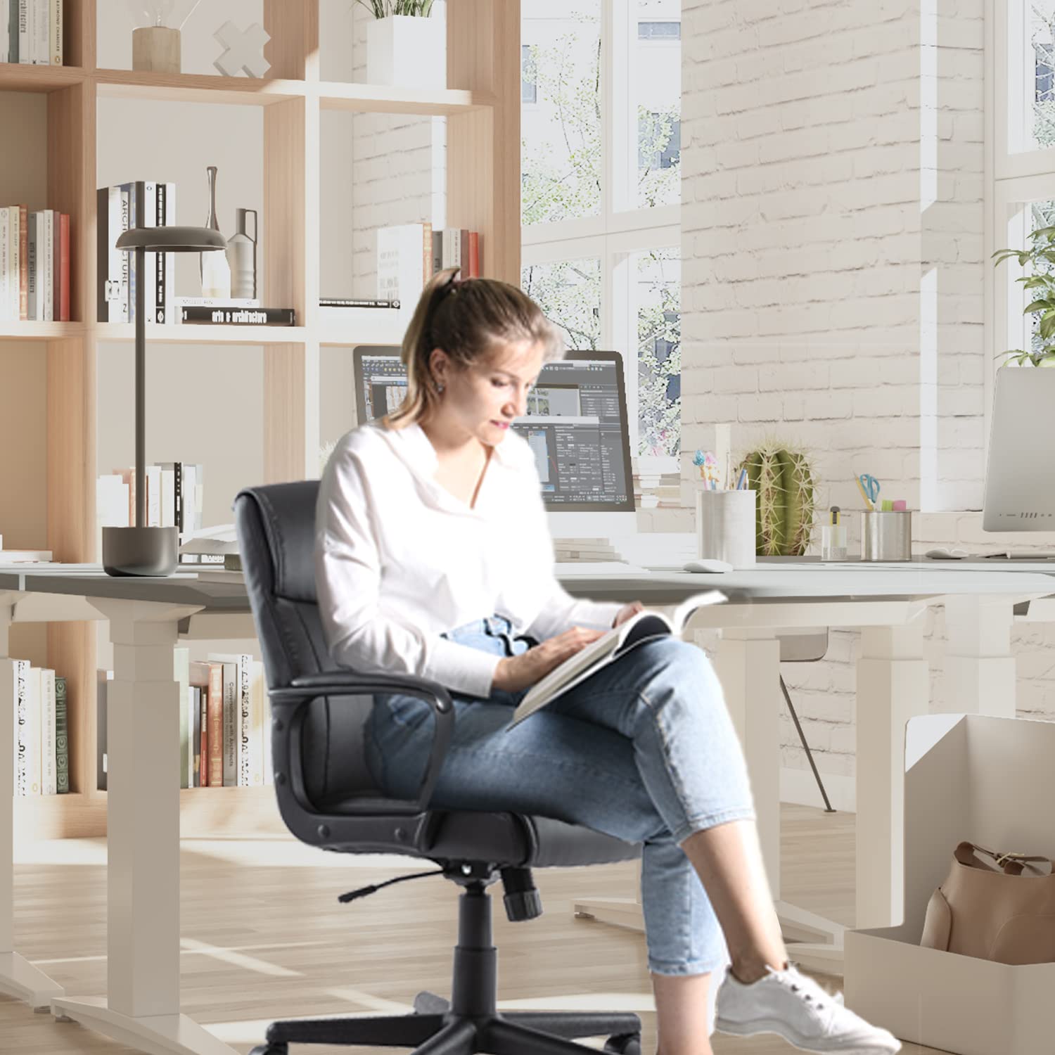 360 Swivel/ Height Adjust/Recliner Mid Back Desk Chair for 250 Pounds Weight Capacity