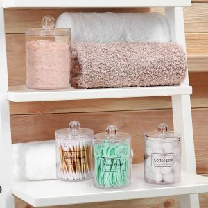 Clear Plastic Cotton Swab Holder Dispenser For Bathroom