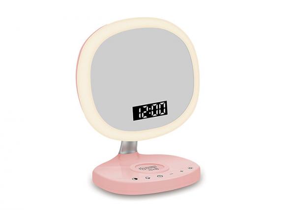 China Morning Light Alarm Clock Qi Wireless Charger Makeup Mirror Led Desk Light factory