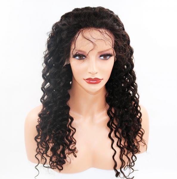 China 100% Real Glueless Full Lace Wigs Full Density Natural Color #1B factory