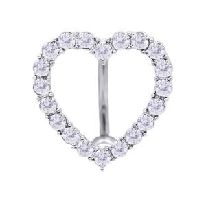 China Silver Belly Button Ring Shiny Zircons Love Heart Navel Jewelry Piercing factory