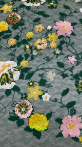 China Colorful Flower Rose Floral Sequin Embroidered Fabric for DIY Dress factory