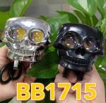 Silver Skull Style White Yellow 2 LED Motorcycle Exterior Spotlights