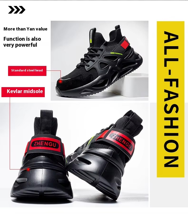 Comfortable And Durable Anti-Smashing EVA Sole Safety Shoes With Flying Knit Upper