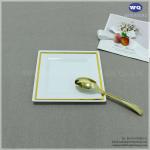 7 Inch Hot-Stamp Square Plate,Elegant Single Use Heavy-Duty Disposable Wedding