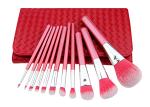 Smile Red Professional Makeup Brush Set Wood Handle PU Bag 136mm - 169mm