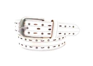 China Circle Studded Mens Casual Leather Belt With Alloy Buckle factory