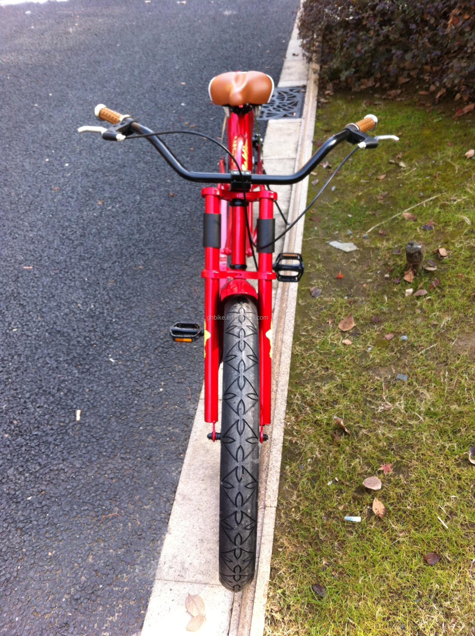 24 Inch Red Color Long Chopper Cruiser Bike with 24*3.0 Tire and Aluminum Alloy Rim