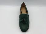 Fashion Womens Flat Leather Shoes Dark Green Non Slip Loafers