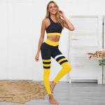 Indoor Sports Fitness Apparel Yoga set Leggings Striped Patchwork Exercise