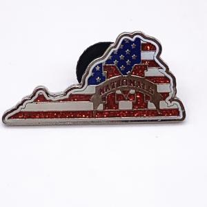 China 1.5 Inch Metal Plated Die Struck Enamel Pins , Brass Material Glitter Safety Pins factory