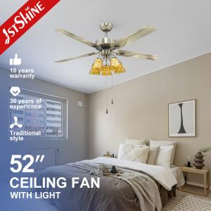China 110V Metal Blade Ceiling Fan With Light 52 Inch And AC Motor factory