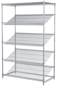 China Unique Chrome Plated Steel Slanted Wire Shelving For Food Display factory