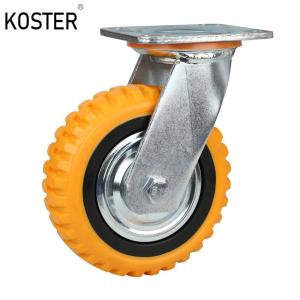 China Orange Industrial Castor Wheel Heavy Duty PU Caster with Top Brake Initial Payment factory