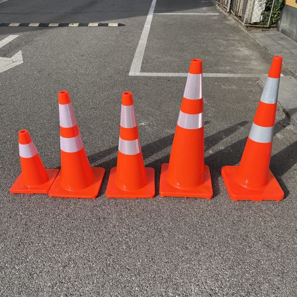 Close-up of traffic cone reflective detail