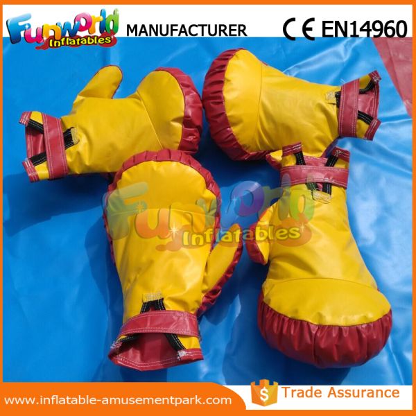 Giant Inflatable Sports Games Yellow Inflatable Gloves For Boxing Fighting Games