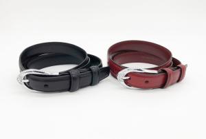 China Genuine Leather Rhinestone Buckle Belt , Soft Leather Belt 2.4cm Width factory