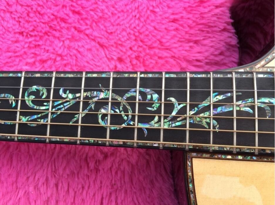 2018 New body cut Chaylor acoustic guitar Real abalone solid top electric acoustic guitar