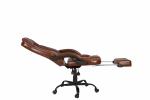 PU Brown Leather Reclining Office Chair With Footrest Retractable Reducing
