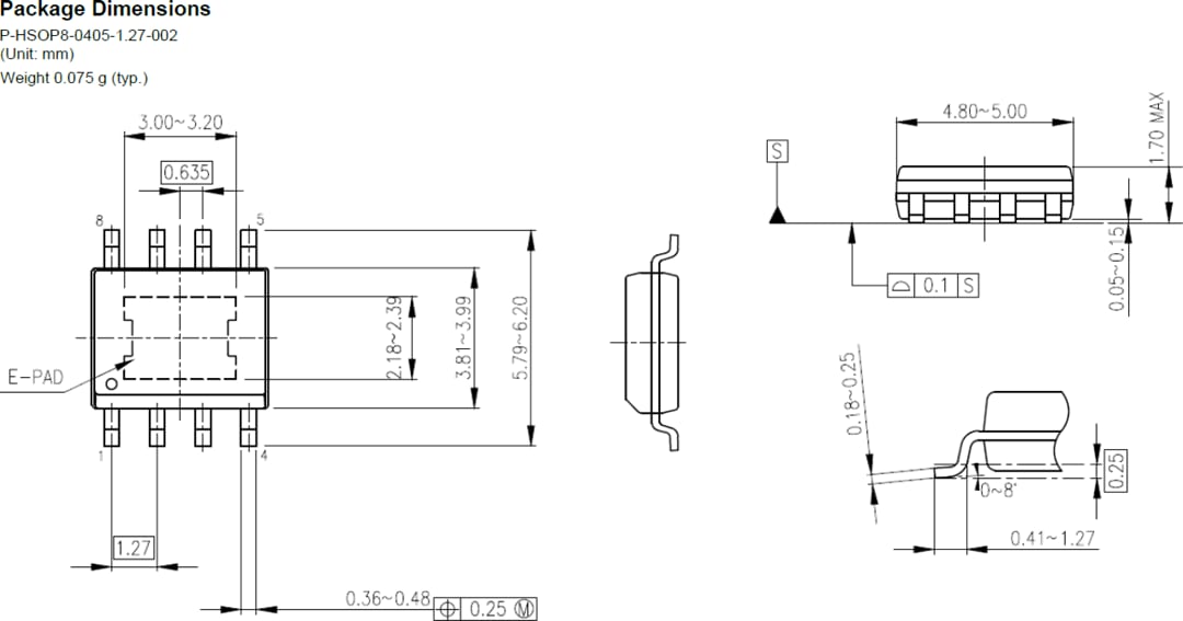Mechanical Drawing - Toshiba TB67H45 Brushed Motor Drivers