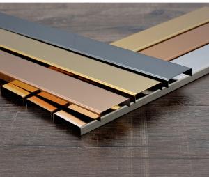 China 0.65MM Metal Inlay Strips Stainless Steel Tile Trim Indoor Interior Decor factory