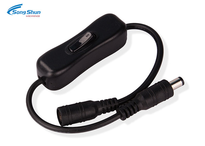 PVC Red DC Power Extension Cable Custom Male - Female 5.5X2.1mm With Switch