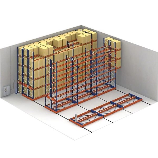 China Steel Mobile Pallet Racking System , 4 Layers Powered Mobile Racking 1000kg/Pallet factory