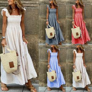 China ODM Casual Swing Dress Knitted Full Length Multicolor Round Collar factory