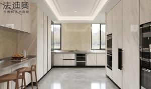 China Fadior U-Shaped Stainless Steel Kitchen Cabinets With Sintered Stone Cladding Elegance In White factory