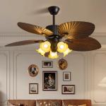 Lotus Leaves Ceiling Fan Remote Control Palm Leaf Ceiling Fan With Light