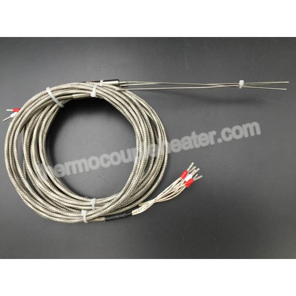 China K Type Dual Thermocouple RTD With Metal Transition And Fiberglass Leads factory