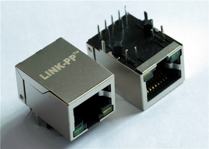 POE + Rj45 10/100Base-T 802.3at EMI suppression LED Tab-down R/A Connector with