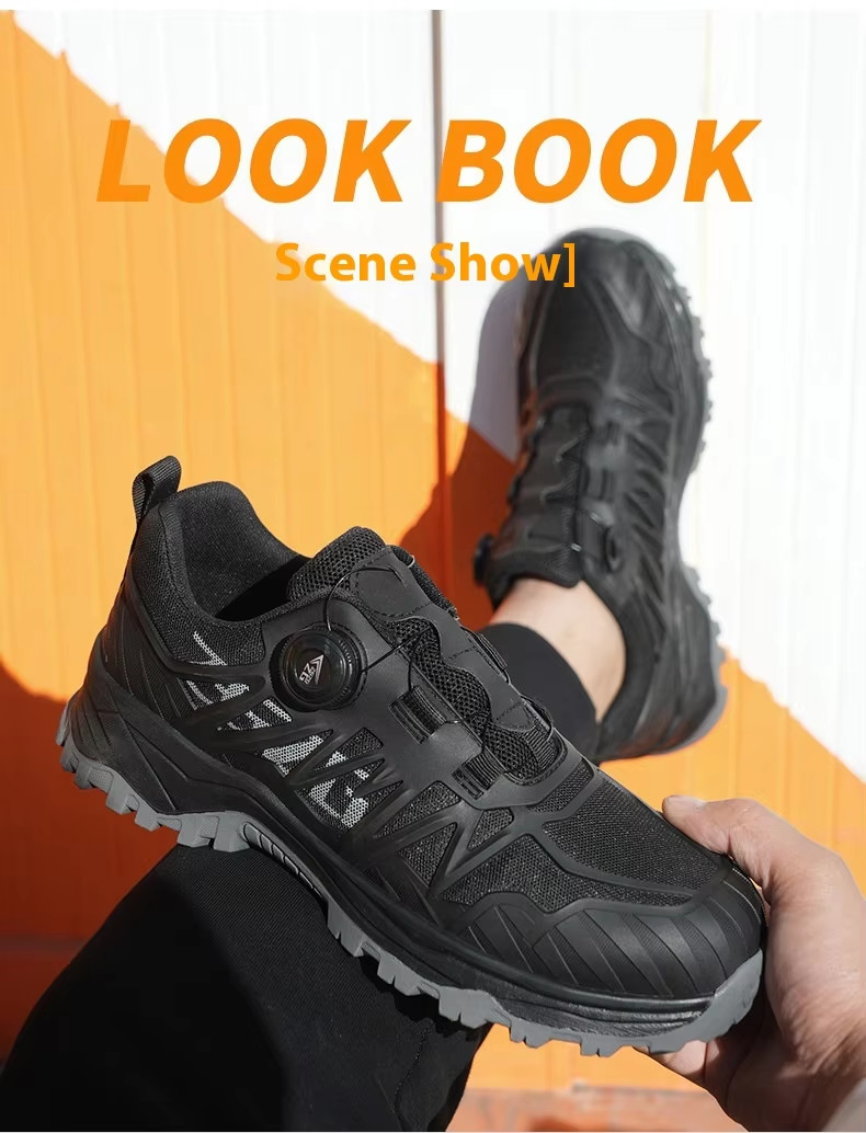 Kevlar Mid Sole Anti-stab Steel Toe BOA Rotating Buttons Safety Shoes For Industrial