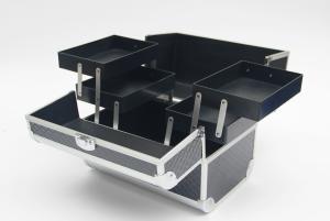 China Aluminum Cosmetic Train Case Carry Toiletry Makeup Case With Four Trays factory