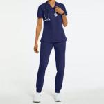 factory custom logo solid color stretch medical nursing men women medical scrubs
