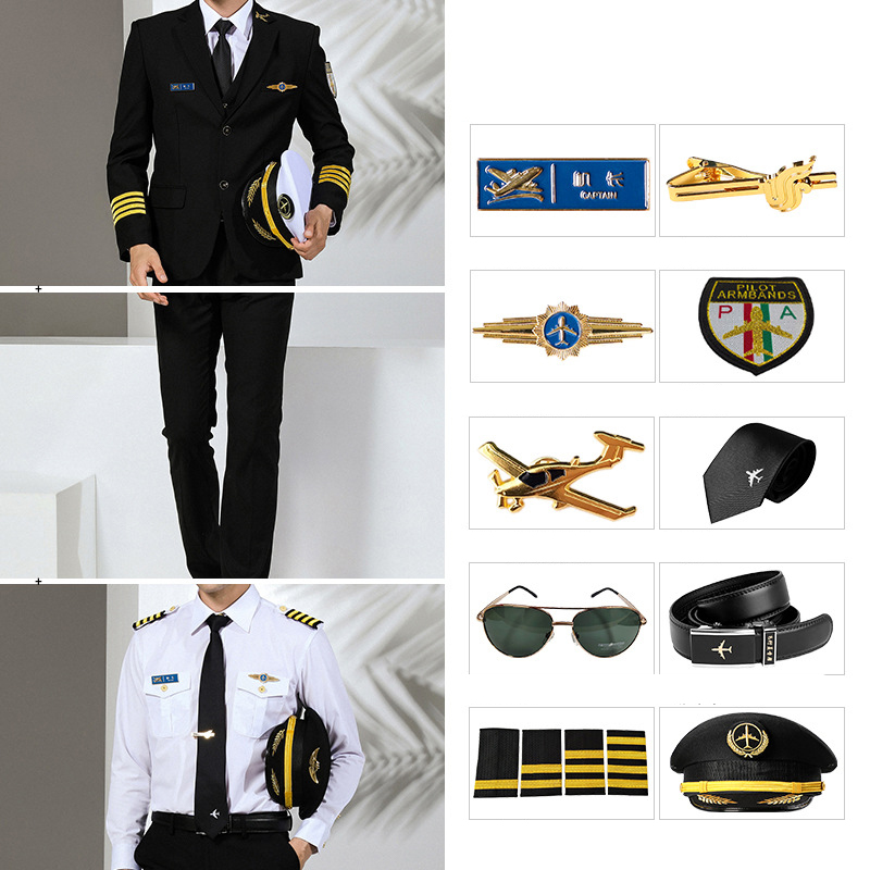 100% Cotton Custom Airline Pilot Uniform Captain Work Clothes Uniform Customer Logo
