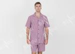 Cool Mens Button Up Pyjamas Woven Cotton Yarn Dyed Check Short Sleeve Shirt
