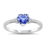 Gem Stone King 1.05 Ct 7x5mm Oval Tanzanite White Created Sapphire 925 Silver
